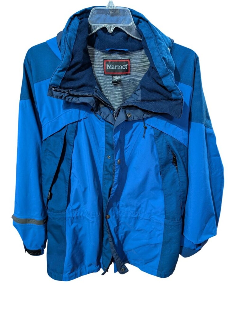 Marmot Mens Blue Gore-Tex Waterproof Jacket size M w/ Hood Outdoor Hiking